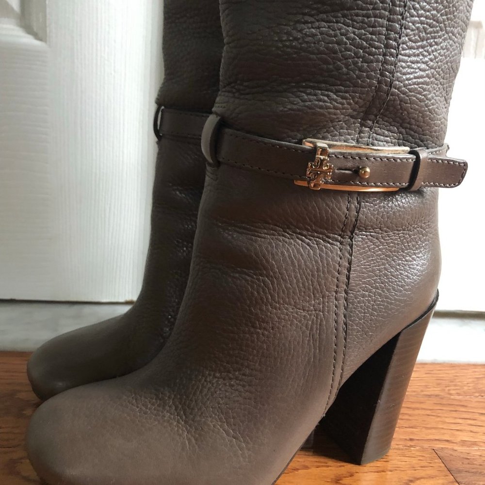 Tory Burch Grey Knee High Leather Boots